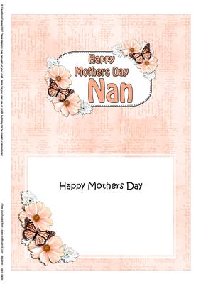 5x7 Mothers Day Nan Flowers & Butterflies Matching Inser