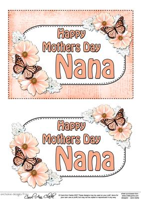 5x7 Mothers Day Nana Flowers & Butterflies 3D Decoupage