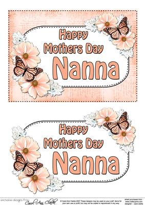 5x7 Mothers Day Nanna Flowers & Butterflies 3D Decoupage
