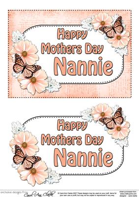5x7 Mothers Day Nannie Flowers & Butterflies 3D Decoupage