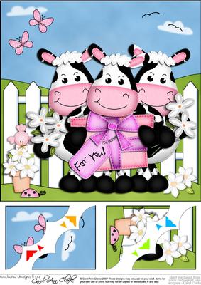 8 x 8 Milly Moo Cow & Friends Scalloped Corner Topper