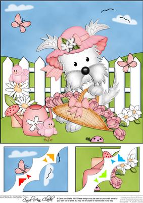 8 x 8 Jess Westie Dog Scalloped Corner Topper