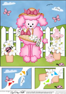 8 x 8 Bonbon Poodle Dog Scalloped Corner Topper