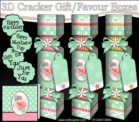 3D Roses Cracker Gift Favour Boxes