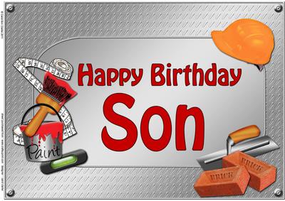 A4 Birthday Son Handyman Tools Card Topper