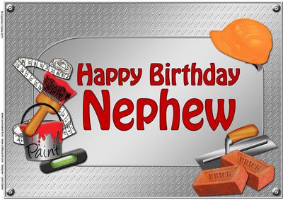 A4 Birthday Nephew Handyman Tools Card Topper