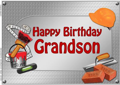 A4 Birthday Grandson Handyman Tools Card Topper