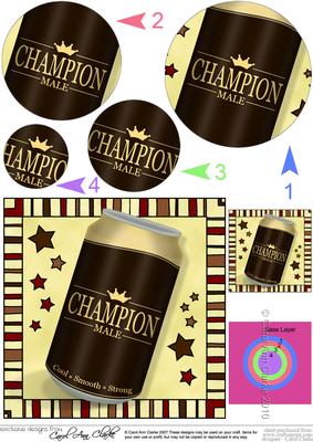 Champion Male Beer Can Circle Pyramage Topper