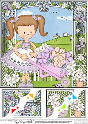 8 x 8 Girlz Liz's Wheelbarrow Scalloped Corner Topper