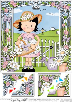 8 x 8 Girlz Roz's Flower Basket Scalloped Corner Topper