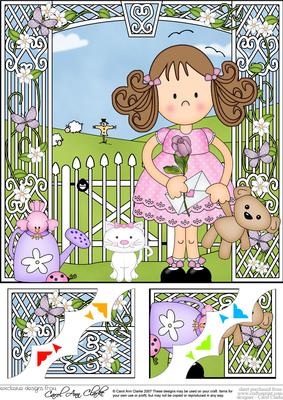 8 x 8 Girlz Zoe's Teddy Scalloped Corner Topper