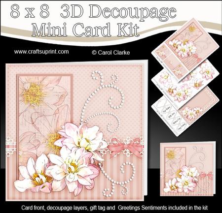 8x8 Flowers & Pearls a Touch of Elegance Mini Kit 3D Decoupa