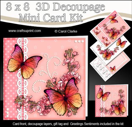 8x8 Floral Butterfly a Touch of Elegance Mini Kit 3D Decoupa