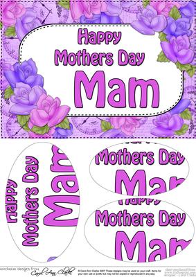 A5 Mothers Day Mam Time for Roses Oval Pyramage Topper