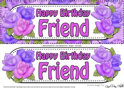 Large Dl Birthday Roses Friend Card & 3D Decoupage
