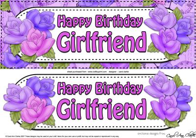 Large Dl Birthday Roses Girlfriend Card & 3D Decoupage