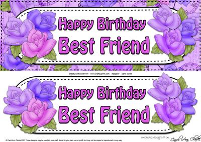 Large Dl Birthday Roses Best Friend Card & 3D Decoupage