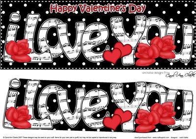 Lge Dl Valentine I Love You Hearts & Roses 3D Decoupage