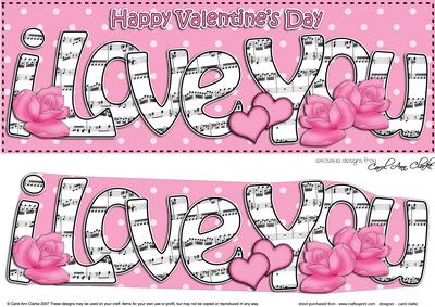 Lge Dl Valentine I Love You Hearts & Roses 3D Decoupage