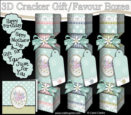 3D Pretty Floral Cracker Gift Favour Boxes