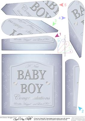 Baby Boy Blue Champers Wine Label Fan Pyramage Topper