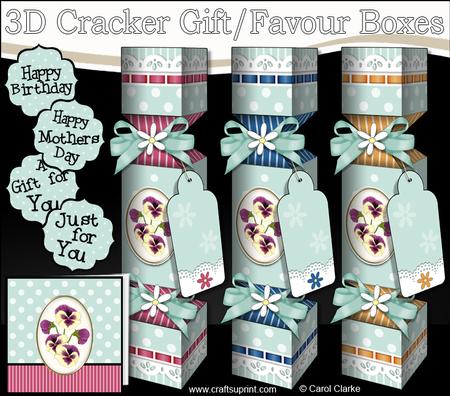 3D Pansies Cracker Gift Favour Boxes
