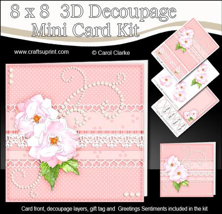 8x8 Roses Pearls & Lace a Touch of Elegance Mini Kit 3D Deco