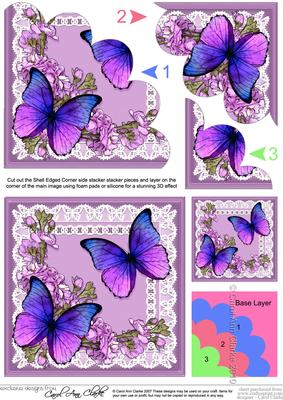 Butterflies & Flowers on Lace Shell Edged Stacker