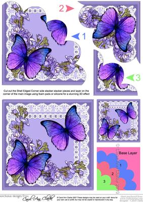 Butterflies & Flowers on Lace Shell Edged Stacker