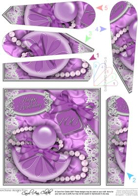 100th Birthday Perfume Lace & Pearls Fan Pyramage Topper