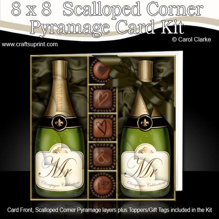 8 x 8 Mr & Mr Champers Chocs & Roses Scalloped Corner Kit