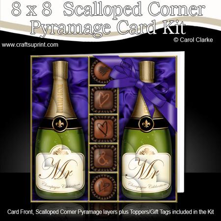 8 x 8 Mr & Mr Champers Chocs & Roses Scalloped Corner Kit