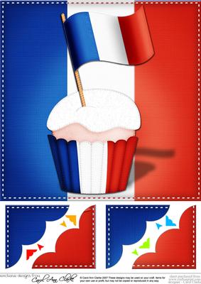 8 x 8 Flying the Flag France Scalloped Corner Topper