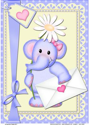 A4 Lola Elephant's Letter Card Topper