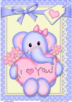 A4 Lola Elephant's Heart Card Topper