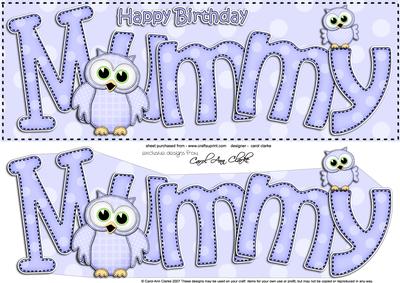 Large Dl Birthday Mummy Owls Quick Card & 3D Decoupage