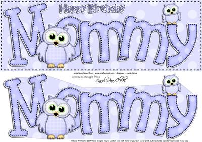 Large Dl Birthday Mommy Owls Quick Card & 3D Decoupage