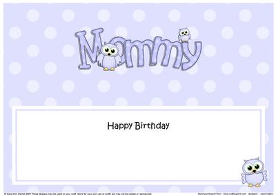 Large Dl Birthday Mommy Owls Matching Insert