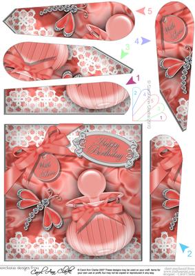 Perfume Lace & Dragonfly Fan Pyramage Topper