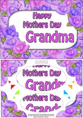 A5 Mothers Day Grandma Time 4 Roses Scallop Corner Pyramage