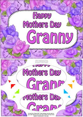 A5 Mothers Day Granny Time 4 Roses Scallop Corner Pyramage