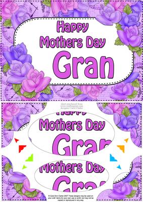 A5 Mothers Day Gran Time 4 Roses Scallop Corner Pyramage