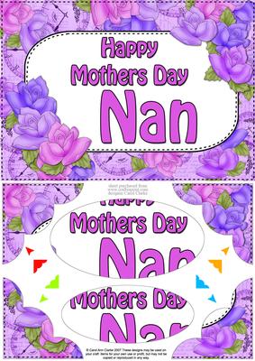 A5 Mothers Day Nan Time 4 Roses Scallop Corner Pyramage