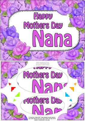A5 Mothers Day Nana Time 4 Roses Scallop Corner Pyramage