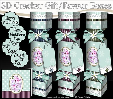 3D Pretty Floral Cracker Gift Favour Boxes