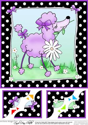8 x 8 Cute Poodle Scalloped Corner Topper
