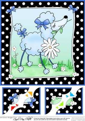 8 x 8 Cute Poodle Scalloped Corner Topper