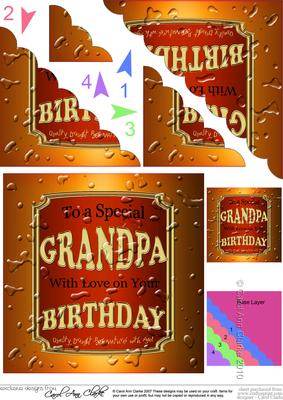 Grandpa Birthday Beer Label Scallop Corner Side Stacker Topp
