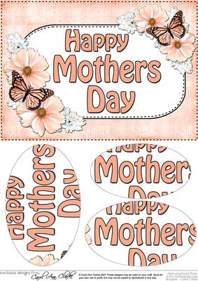 A5 Mothers Day Butterflies & Flowers Oval Pyramage Topper