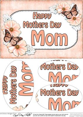A5 Mothers Day Mom Butterflies & Flowers Oval Pyramage
